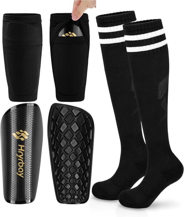 Detalle de Hryrbay Kids Soccer Shin Guards for Toddlers (Age 3–16) with Sleeves and Socks