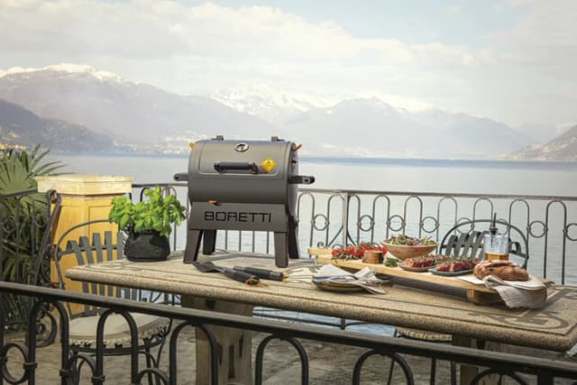 Detalle de Boretti Terzo – kompakter Grill für Camping, Balkon und kleine Gärten