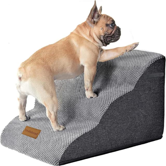 Detalle de Trhillsbrad Escalier Large pour Chien en mousse haute densité – 3 marches (32×60×30 cm)