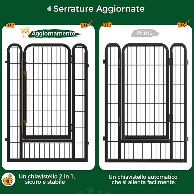 Detalle de Yaheetech Recinto per cani e piccoli animali con 6 pannelli pieghevoli 68 x 100 cm, in ferro nero