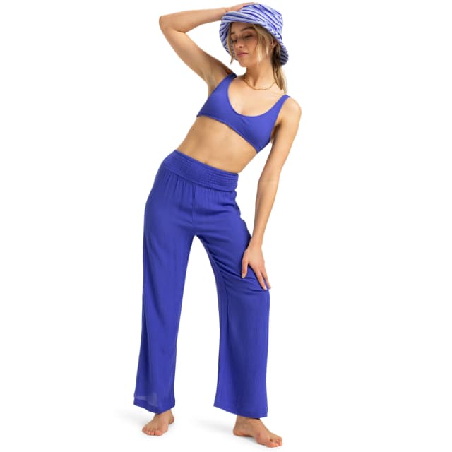 Detalle de Roxy Along The Beach pantalón playero de mujer de viscosa