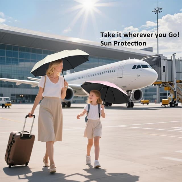 Detalle de Parapluie de voyage compact BAODINI mini pour sac à main, avec étui et protection UV (UPF 50+)