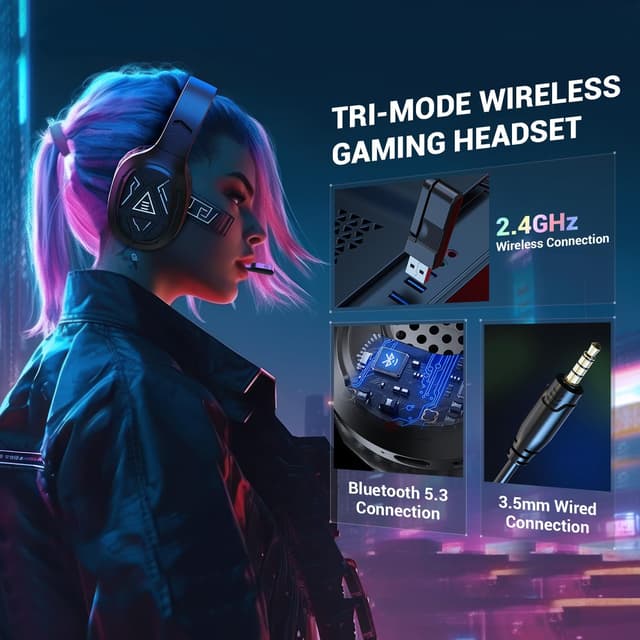 Detalle 2 de EKSA E5BT Wireless Gaming Headset 52Hrs