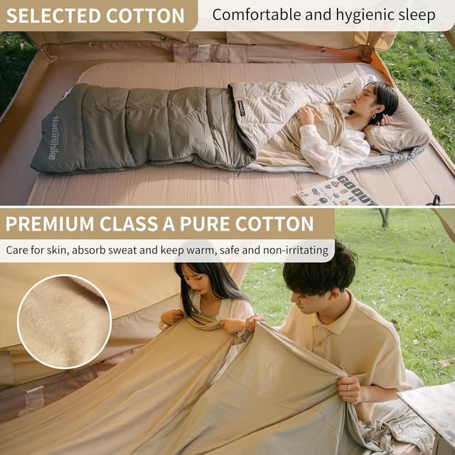 Detalle 2 de Naturehike Drap de sac de couchage de voyage ultraléger en microfibre avec compartiment oreiller (coton, 210 x 75 cm)