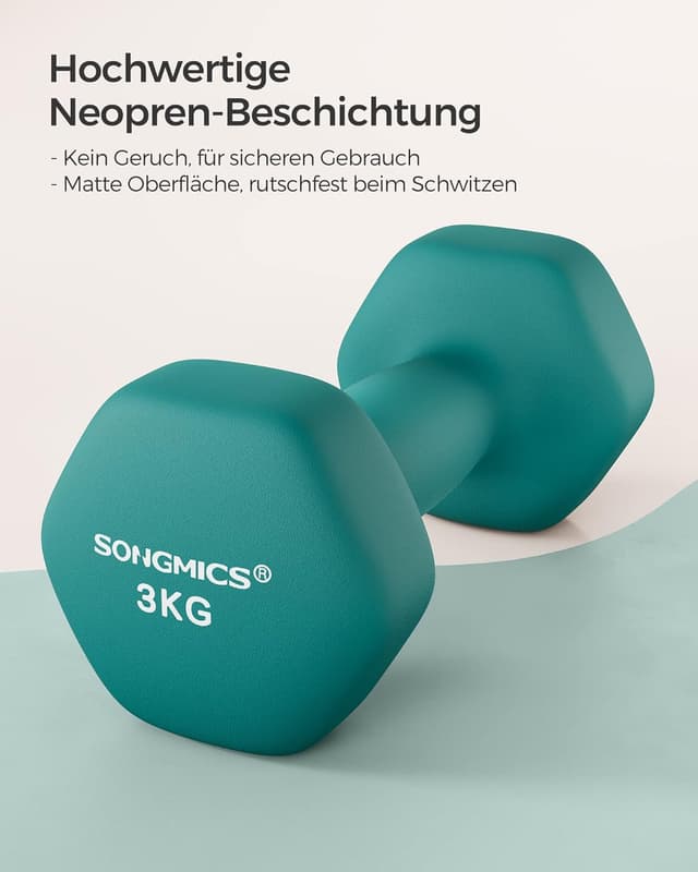 Detalle de SONGMICS Hexagon-Hanteln (2er-Set) mit Neoprenbeschichtung für Krafttraining & Fitness zu Hause