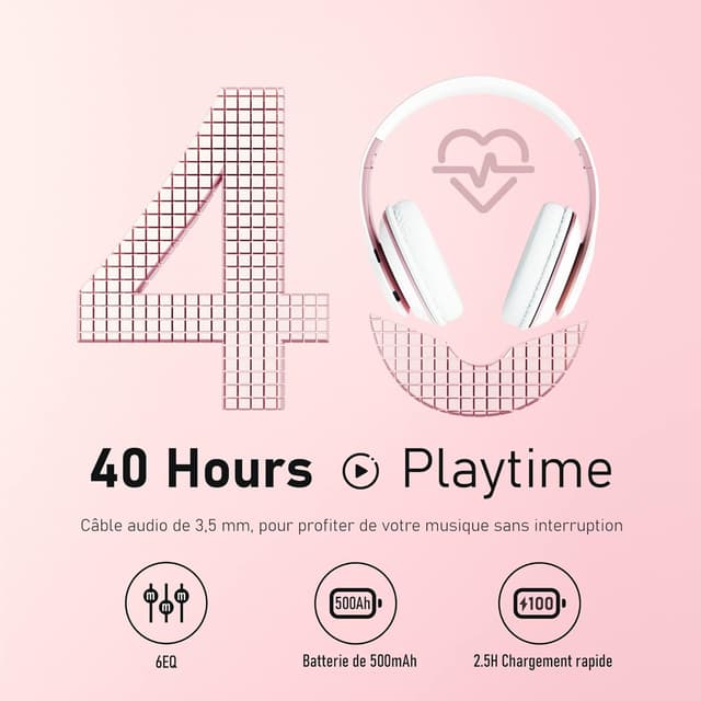 Detalle de Lankey Sound Casque Bluetooth sans fil supra-auriculaire (6 modes, jusqu’à 65 heures) avec micro HD