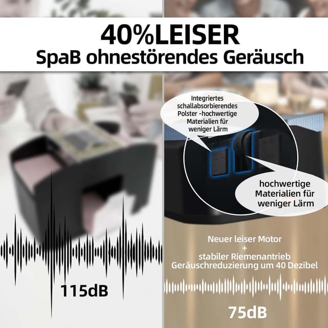 Detalle de QUICARD automatischer Kartenmischer mit leiserem Motor und 2.000-mAh-Akku
