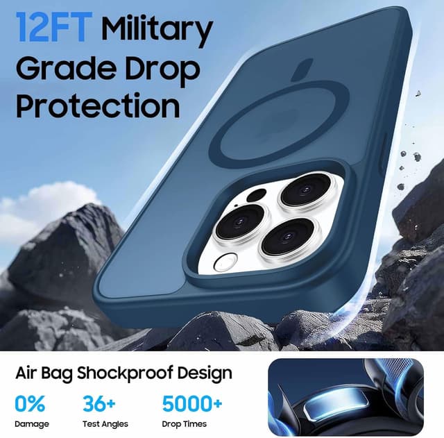 Detalle de Ntwinro Magnetic iPhone 13 Pro Case with Detachable Wallet (MagSafe Compatible) — Deep Blue