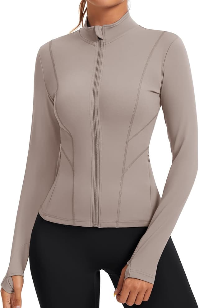 Thumbnail 6 de Rapbin Damen Laufjacke Sport-Oberteil mit 4-Wege-Stretch, Daumenloch und seitlichem Reißverschluss