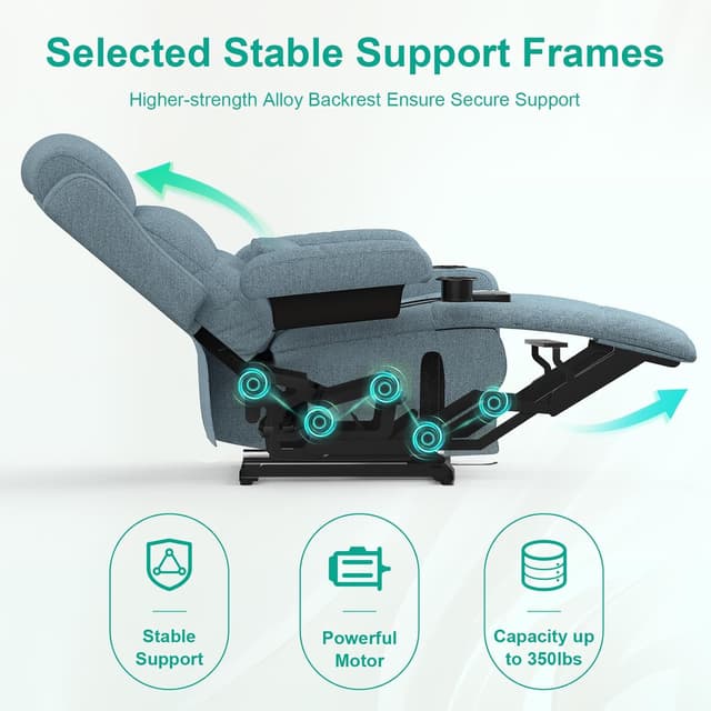 Detalle de SQUEBILIFE Relaxsessel mit 8-Punkt-Massage, Wärmefunktion & Liegefunktion (elektrisch verstellbar, mit USB-C & Type-C)