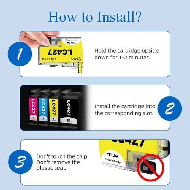 Detalle de Pack 4 cartouches Skydo LC427 compatibles pour Brother LC-427 (1 Noir, 1 Cyan, 1 Magenta, 1 Jaune) – pour MFC et HL