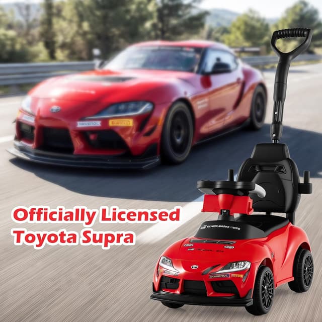 Detalle 2 de INFANS Licensed Toyota Ride-On Push Car (3-in-1) for Toddlers with Music & Storage, Red