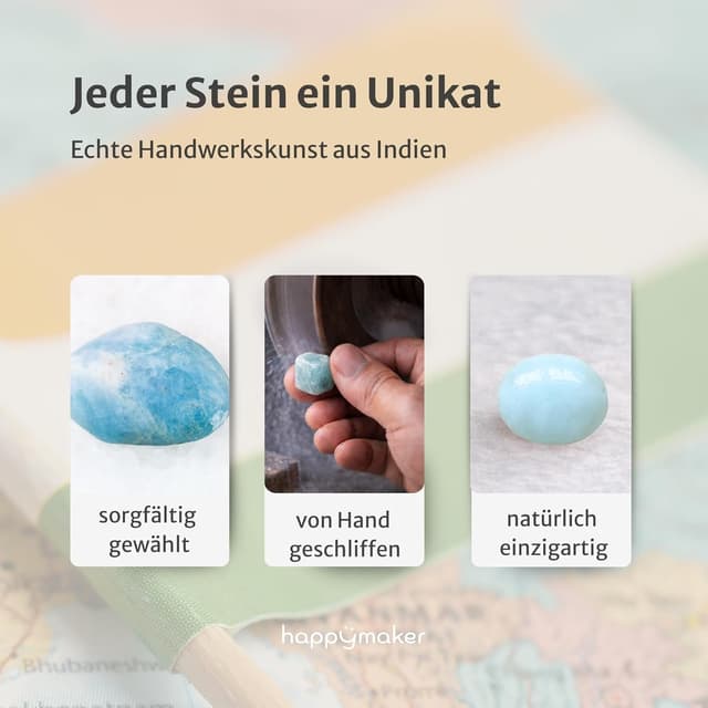 Detalle de happymaker Edelsteine für Kinder: 2er-Armband-Set mit Rosenquarz & Aquamarin (4–10 Jahre)