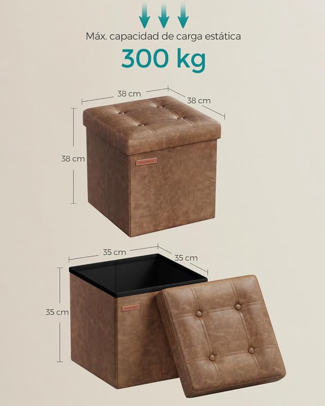 Thumbnail 2 de SONGMICS Puff 38 cm Banco almacenamiento