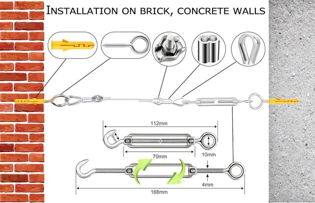 Detalle de 2 mm Edelstahlseil 50 m Kit mit Spannschloss