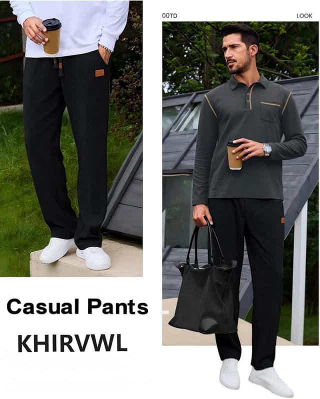 Detalle de Pantaloni baggy uomo in velluto a coste con vita elasticizzata e cordino