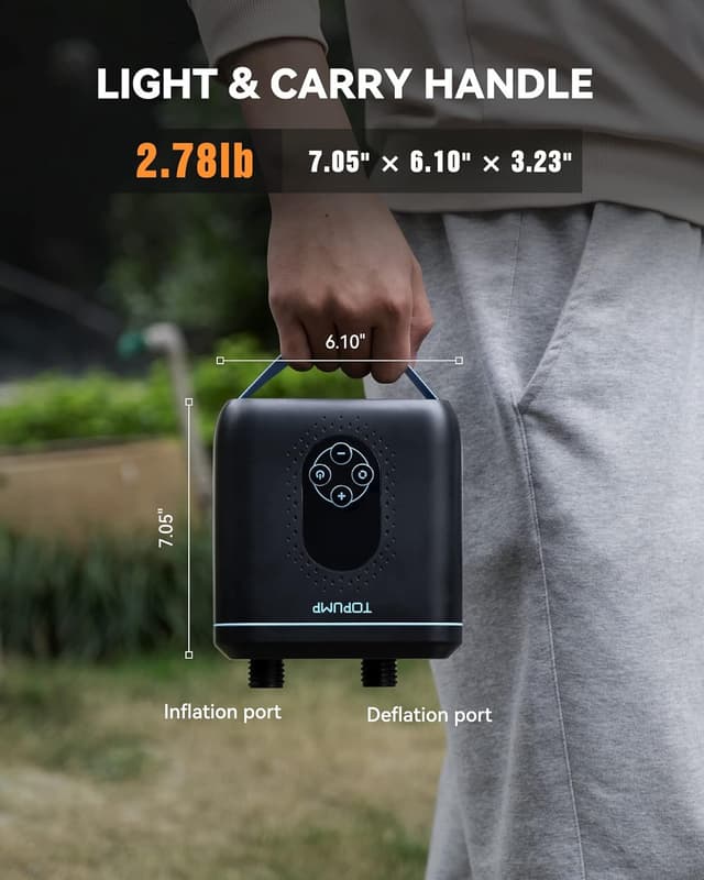 Detalle de TOPUMP TPS260 pompa elettrica SUP ricaricabile 20 PSI con doppio stadio e Type-C