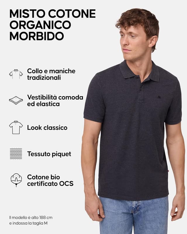 Detalle de DANISH ENDURANCE polo uomo in cotone biologico premium a manica corta
