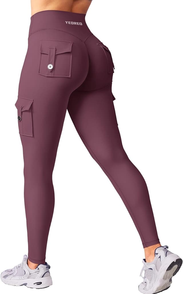 Detalle de YEOREO CoreFlex Cargo Leggings for Training with Hidden Ruched Enhancing Glutes