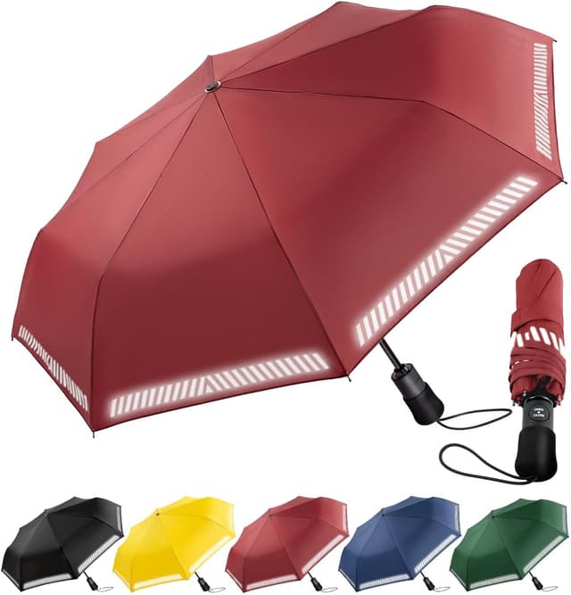 Detalle de Sturmfester Regenschirm 370 g mit Reflexstreifen