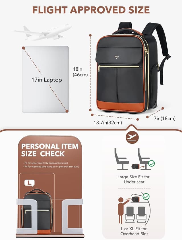 Detalle 1 de Tonyeee Rollrucksack 17 Zoll Laptop 2 in 1