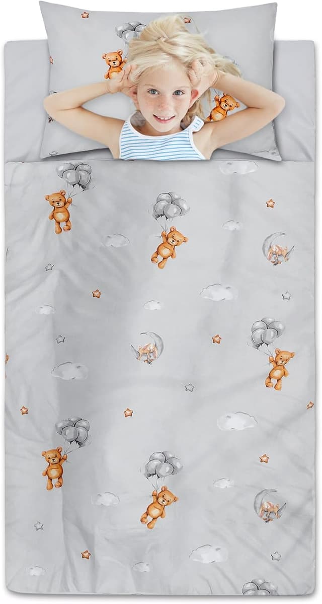 Detalle de Sacco a pelo per bambini con cuscino e cerniera 75x140 cm Orsetti