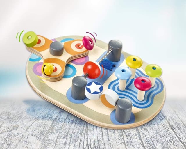 Detalle 1 de Selecta Spintivity 62064 Motorikbrett aus Holz (20 cm) – Lernspiel fürs räumliche Spiel