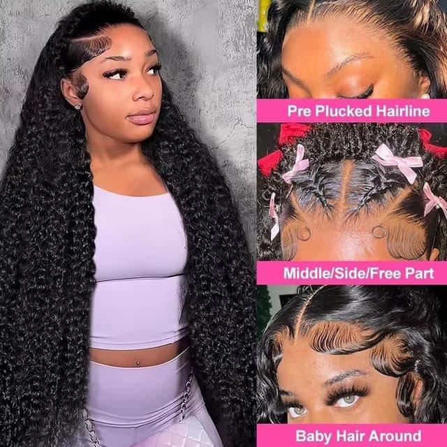 Detalle de 13x6 Deep Wave Lace Front en cheveux humains (200% densité) – Perruque lace front pré-épilée, 30 pouces
