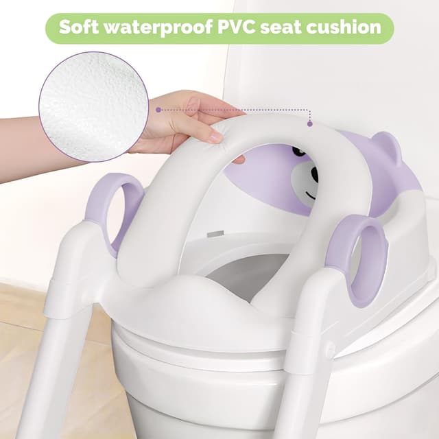 Detalle 2 de COOSEYA 2-in-1 Toilet Seat Potty Training Seat with Adjustable Step Stool (Purple)