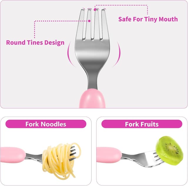 Detalle de Lehoo Castle toddler fork and spoon set (6 pcs) – stainless steel unicorn cutlery for ages 2–4