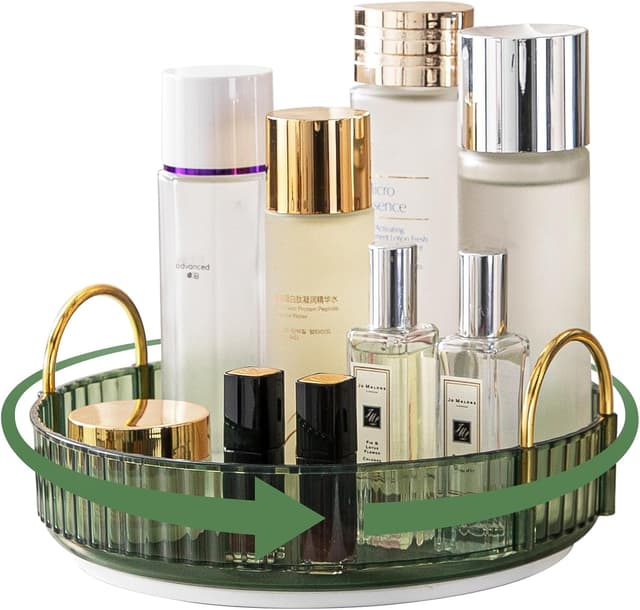 Detalle de Make Up Organizer 360° drehbar – Kosmetik- & Hautpflege-Organizer für Badezimmer, 1 Schicht (Grün)