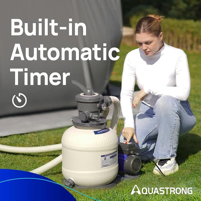 Detalle 2 de AQUASTRONG Sand Filter Pump for Above Ground Pool (Timer, 6-Way Valve) up to 9,000 Gallons