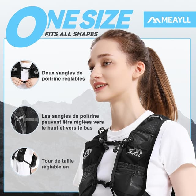 Detalle de Leichte Laufweste mit 1-l-Trinkblase und 9 Taschen für Damen & Herren – verstellbar, reflektierende Streifen