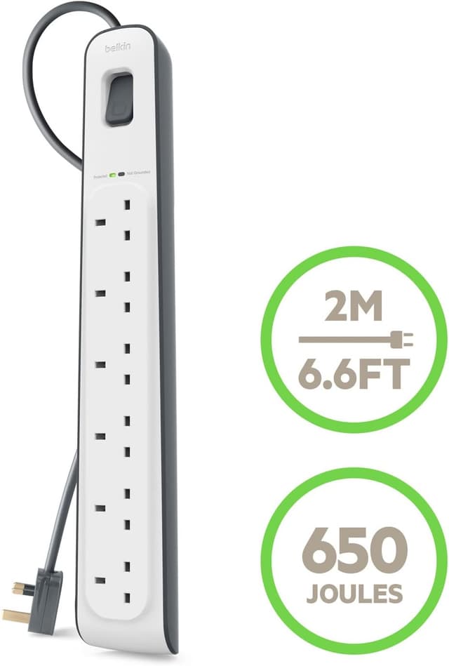 Thumbnail 3 de Belkin 6 Way Surge Protection Lead 2m