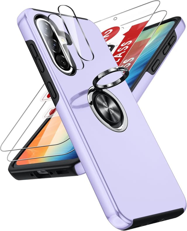 Detalle de LeYi Case for Samsung Galaxy A36 5G with Invisible Ring Stand, Tempered Glass & Camera Lens Protectors (Purple)