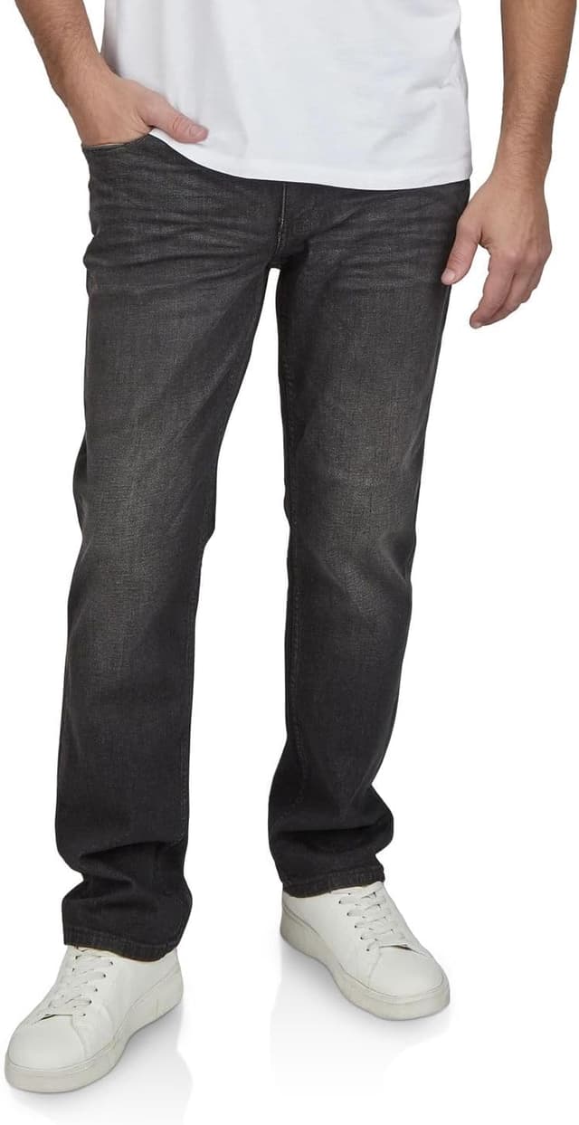 Detalle de MUSTANG Herren Stretch-Jeans Straight Fit Washington (lang) – Denim in Blau/Schwarz