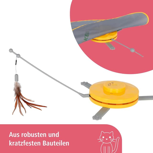 Detalle de Kerbl 2-in-1 Catch The Tail Feather Cat Toy with rotating feather and stick play modes