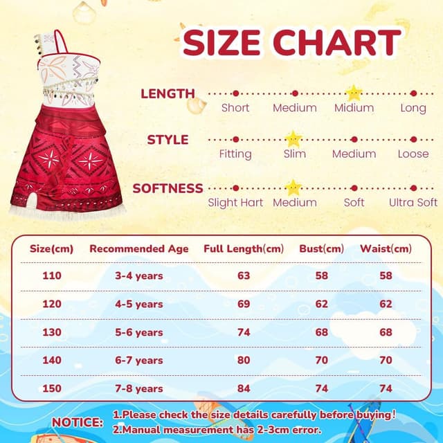 Thumbnail 3 de BSBUY Déguisement Vaiana Filles Robe Princesse