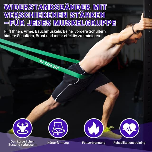 Detalle 2 de Widerstandsbänder Set mit Türanker und Handgriffen – Trainings-Gummibänder für Krafttraining & Rehabilitation