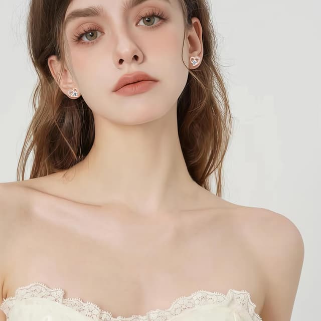 Detalle 2 de Cangall Ohrstecker Silber 925 Herz mit Cubic Zirkonia (10 mm) – hypoallergen