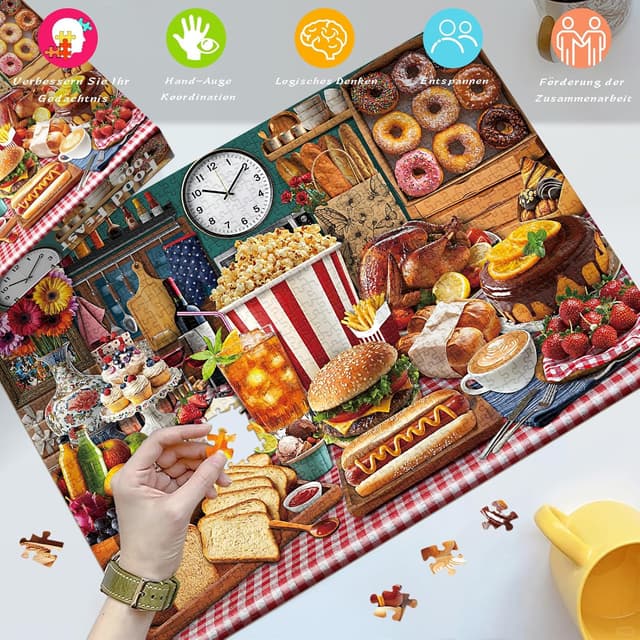 Detalle de HUADADA Puzzle 1000 Teile für Erwachsene – 70 x 50 cm, klassische Motiv-Variante ab 14 Jahren