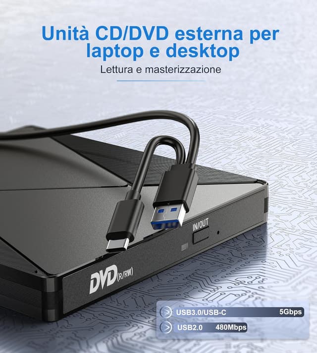 Thumbnail 6 de Umaniy Lettore DVD Esterno per PC Portatile