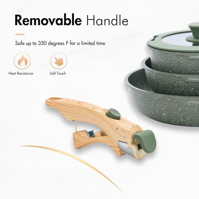 Detalle 2 de Kitchen Academy Cacerolas 10 pzas con tapa de cristal y revestimiento de mármol