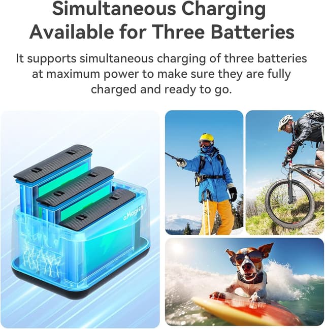 Detalle de Ladegerät für Insta360 X5 mit 3 Fächern