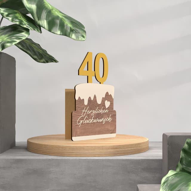 Thumbnail 1 de 40 Geburtstag Karte mit Umschlag aus Holz