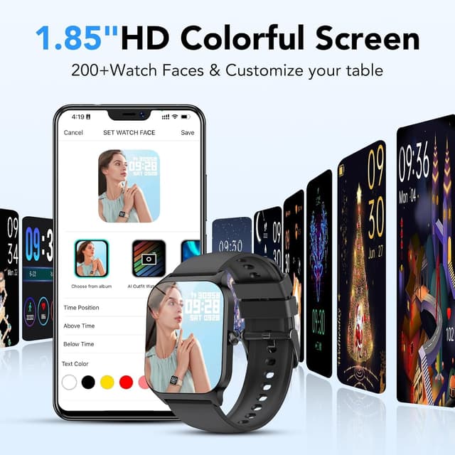 Detalle 1 de CASCHO Montre Connectée 1,85" HD 115+ modes