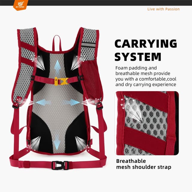 Detalle 2 de SKYSPER Wanderrucksack 15L für Herren – leichter Tagesrucksack für Wandern, Ausflüge und Reisen