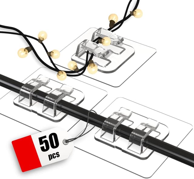 Detalle de Latoxcaa 50pc Outdoor Light Hooks – strong adhesive sticky hooks for fairy light clips & cable organising