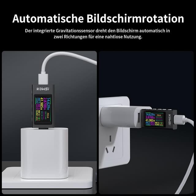 Thumbnail 6 de YEREADW USB-C Tester Messgerät mit Anzeige für Schnellladeprotokolle (3,3–50 V, bis 12 A)