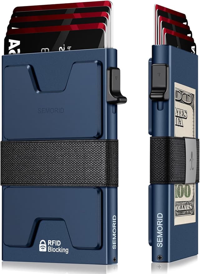Detalle de SEMORID Mens Wallet Slim Pop-Up Credit Card Holder with RFID Blocking and Cash Band